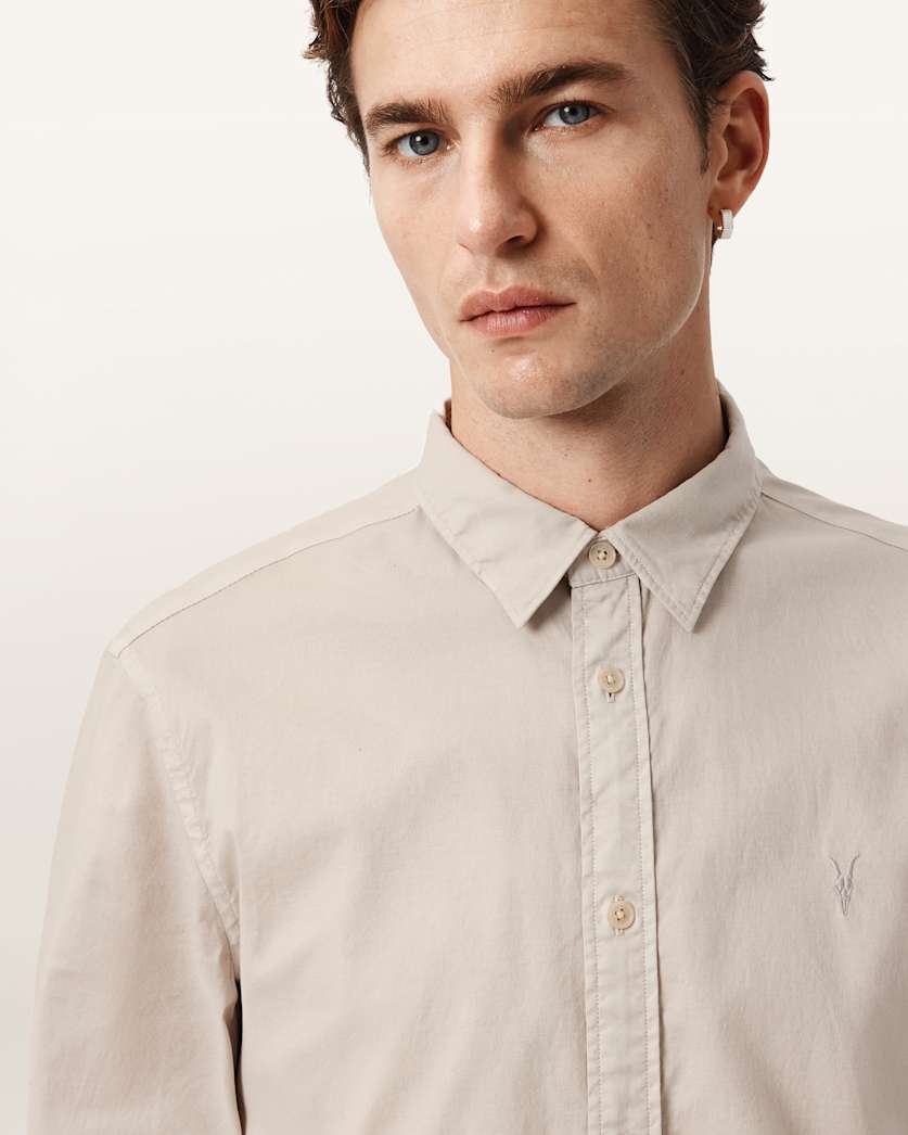AllSaints Hawthorne Ramskull Stretch Fit Shirt Sunil Blue