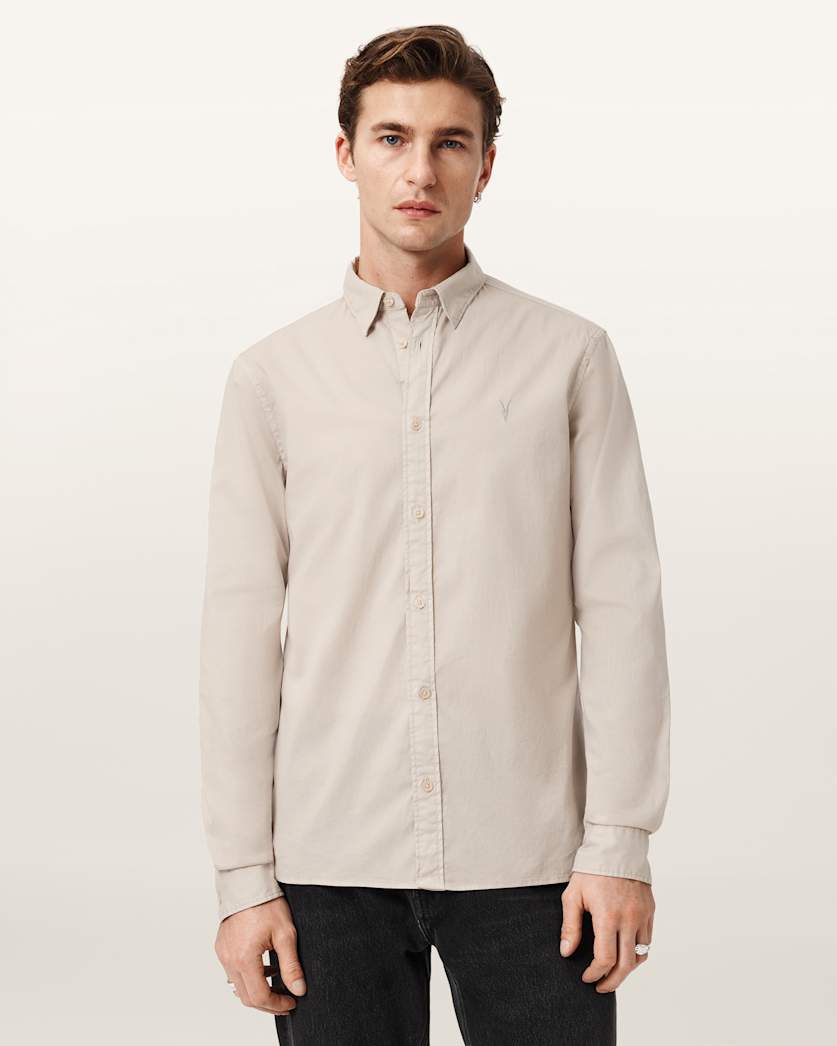 AllSaints Hawthorne Ramskull Stretch Fit Shirt Sunil Blue