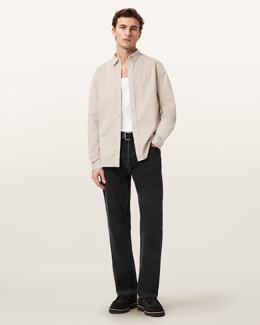 AllSaints Hawthorne Ramskull Stretch Fit Shirt Sunil Blue