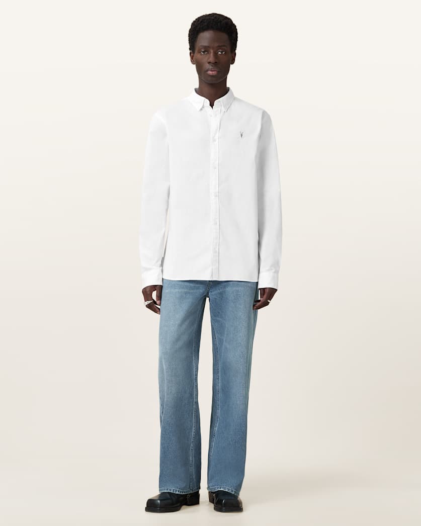 AllSaints Hawthorne Ramskull Stretch Fit Shirt Sunil Blue
