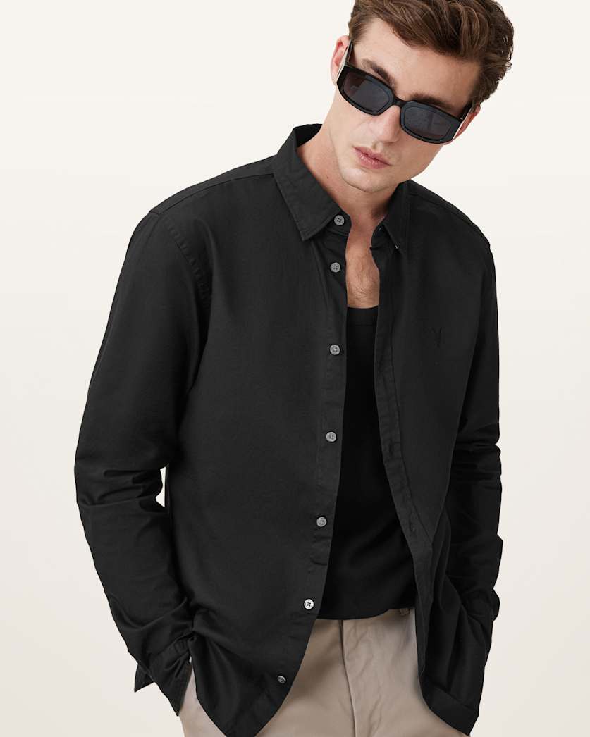 AllSaints Hawthorne Ramskull Stretch Fit Shirt Sunil Blue