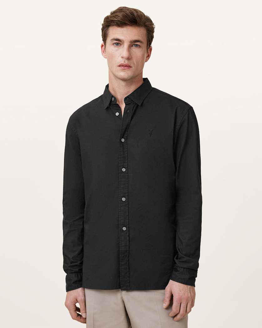 AllSaints Hawthorne Ramskull Stretch Fit Shirt Sunil Blue