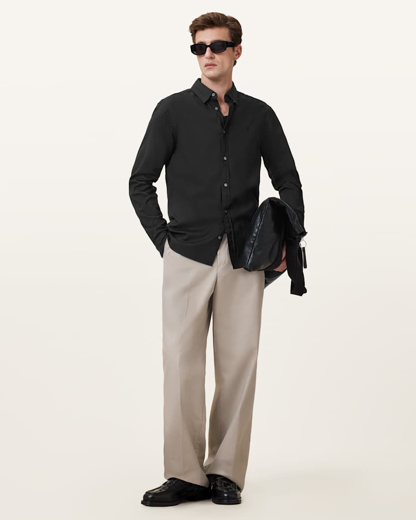 AllSaints Hawthorne Ramskull Stretch Fit Shirt Sunil Blue