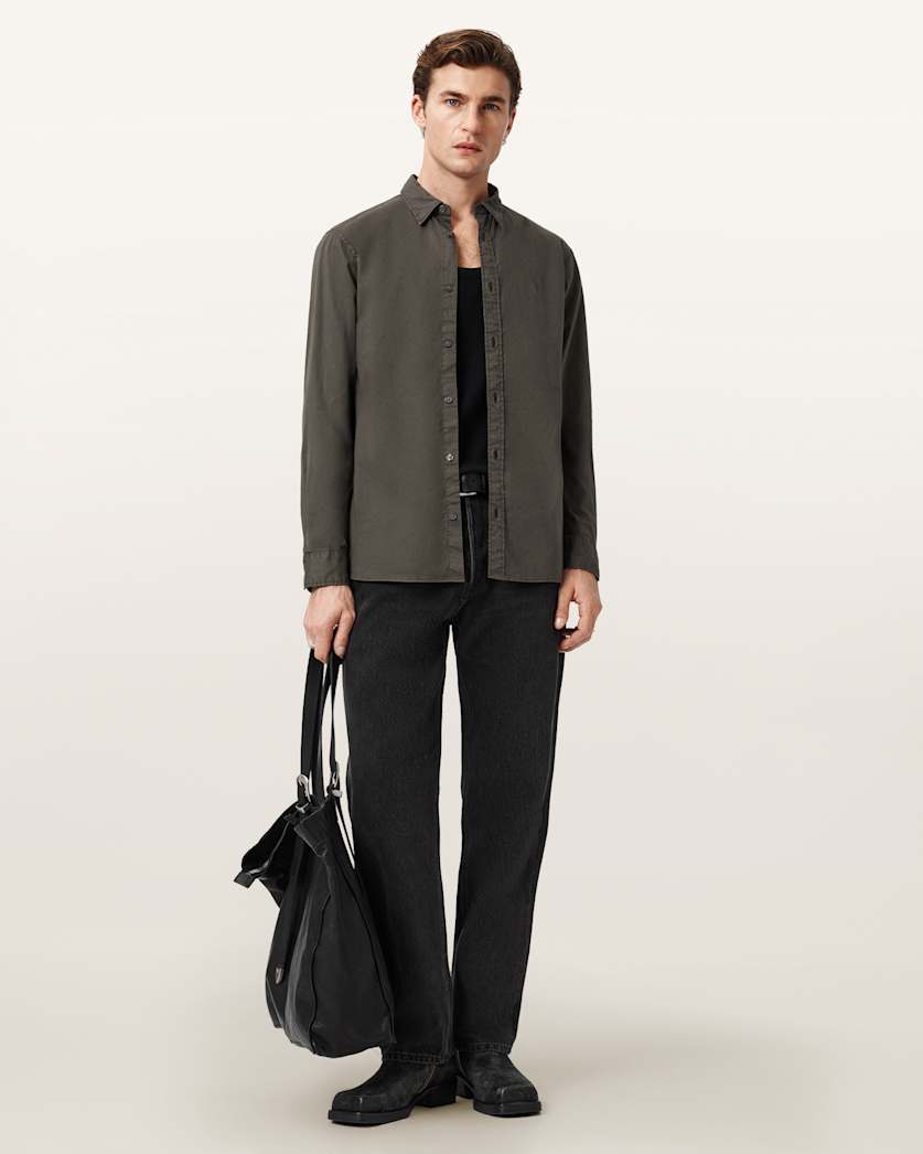 AllSaints Hawthorne Ramskull Stretch Fit Shirt Sunil Blue