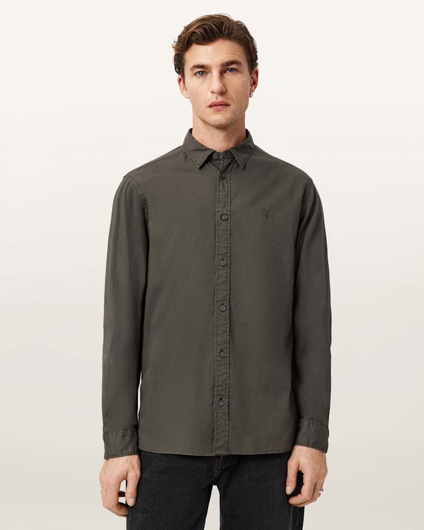 AllSaints Hawthorne Ramskull Stretch Fit Shirt Sunil Blue