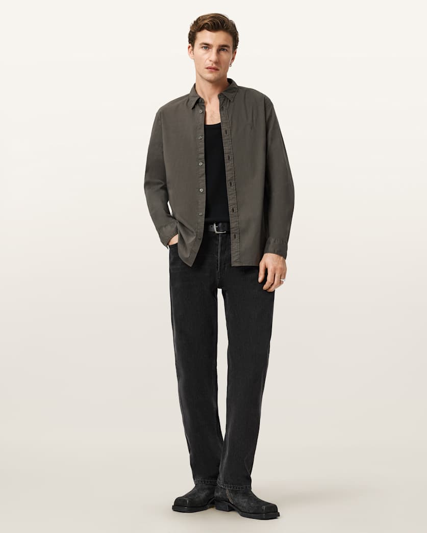 AllSaints Hawthorne Ramskull Stretch Fit Shirt Sunil Blue