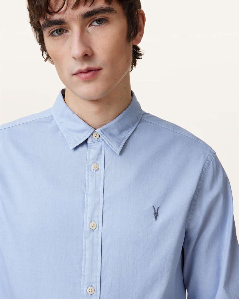 AllSaints Hawthorne Ramskull Stretch Fit Shirt Sunil Blue