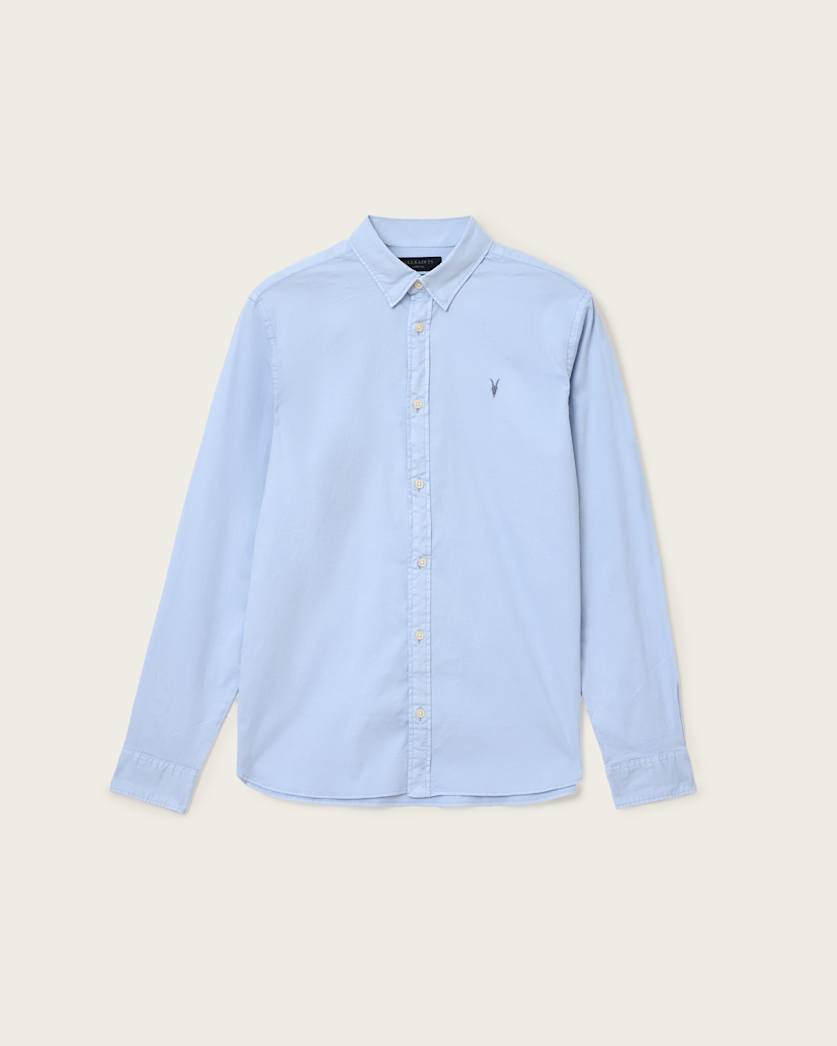 AllSaints Hawthorne Ramskull Stretch Fit Shirt Sunil Blue