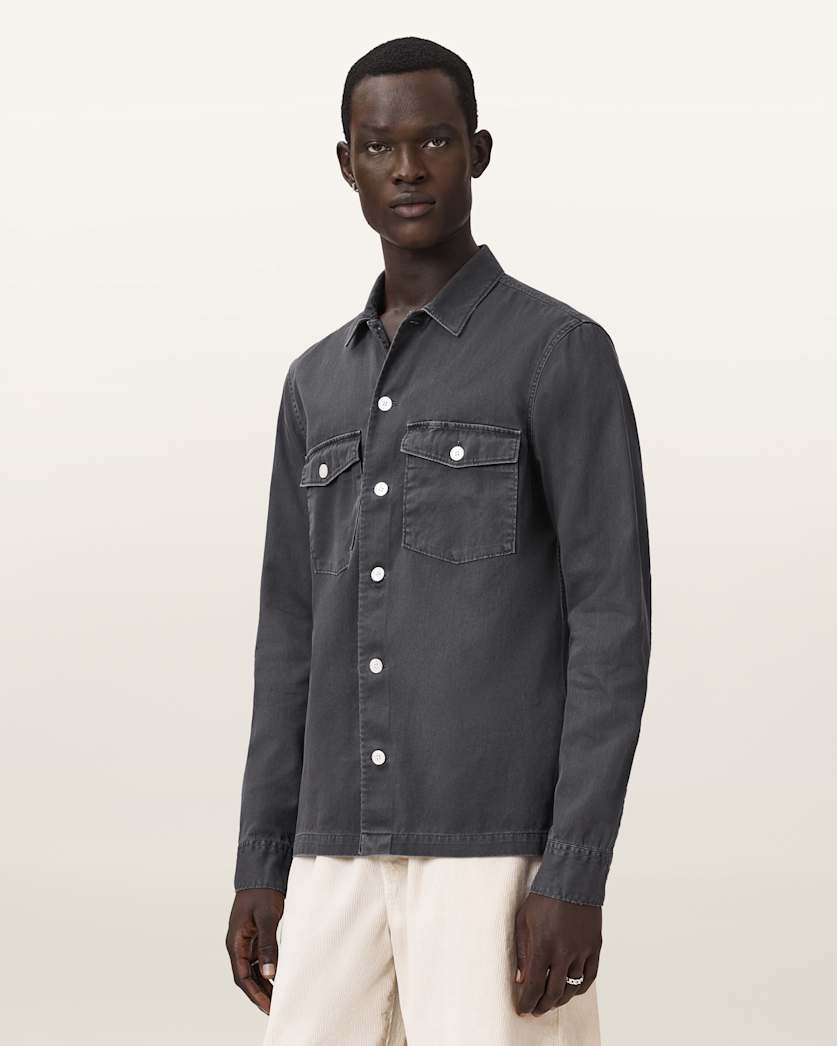 AllSaints Spotter Slim Fit Overshirt Parma Blue