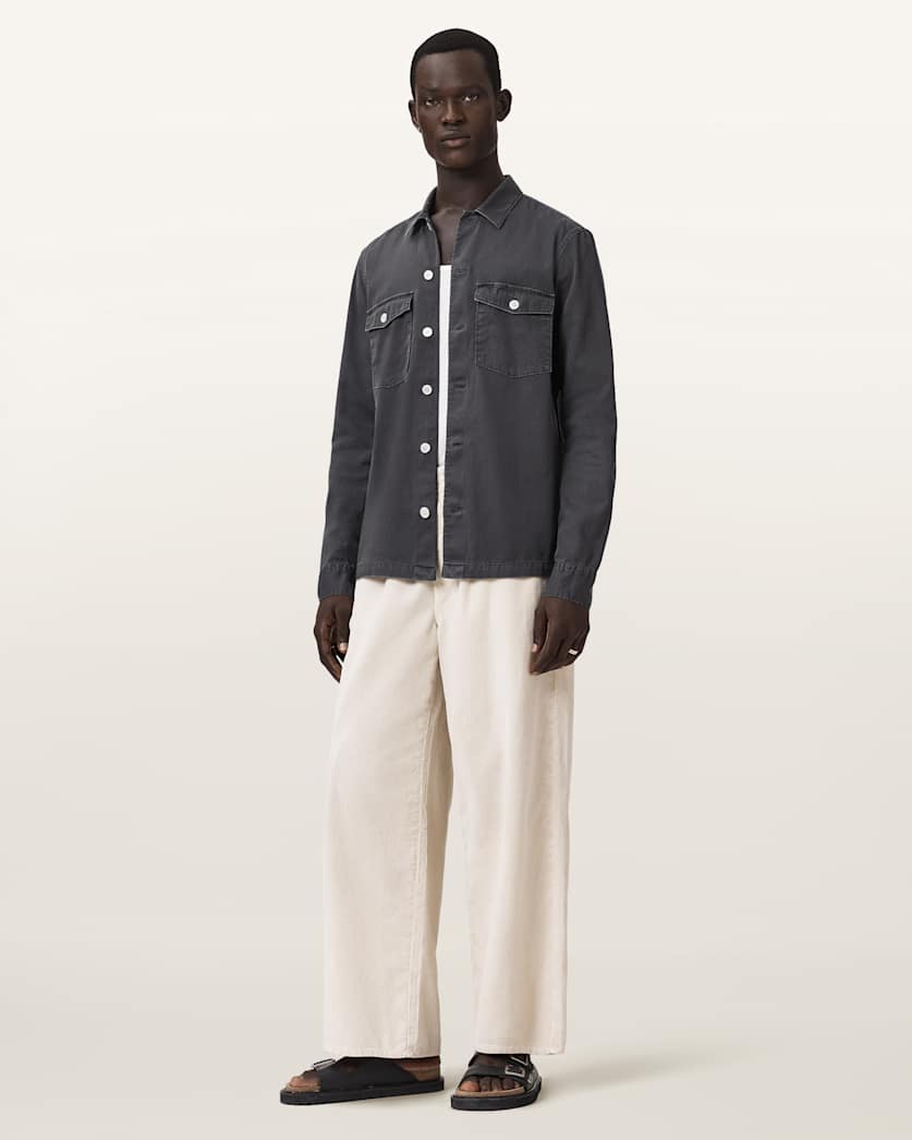 AllSaints Spotter Slim Fit Overshirt Parma Blue