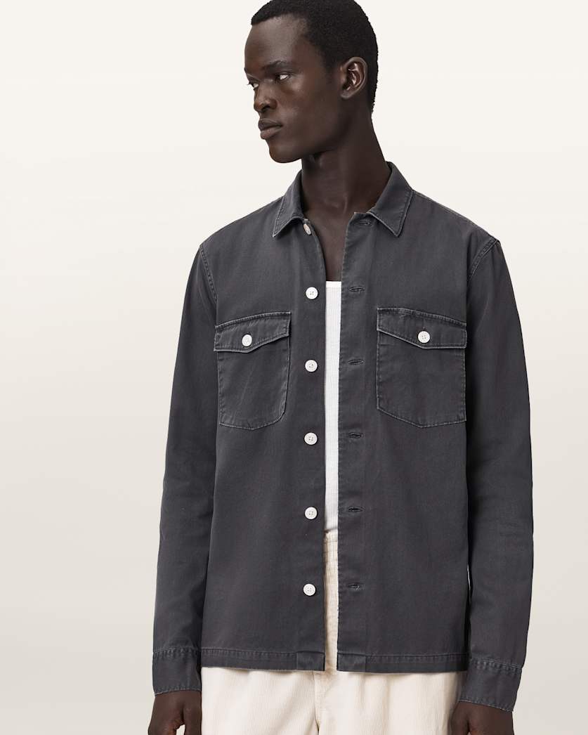 AllSaints Spotter Slim Fit Overshirt Parma Blue