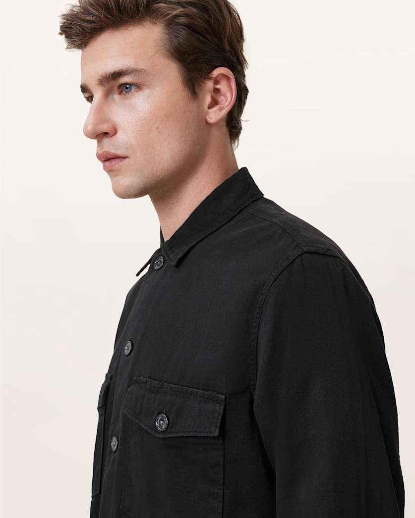 AllSaints Spotter Slim Fit Overshirt Parma Blue