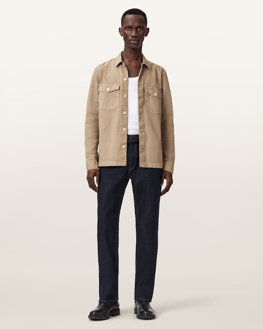 AllSaints Spotter Slim Fit Overshirt Parma Blue