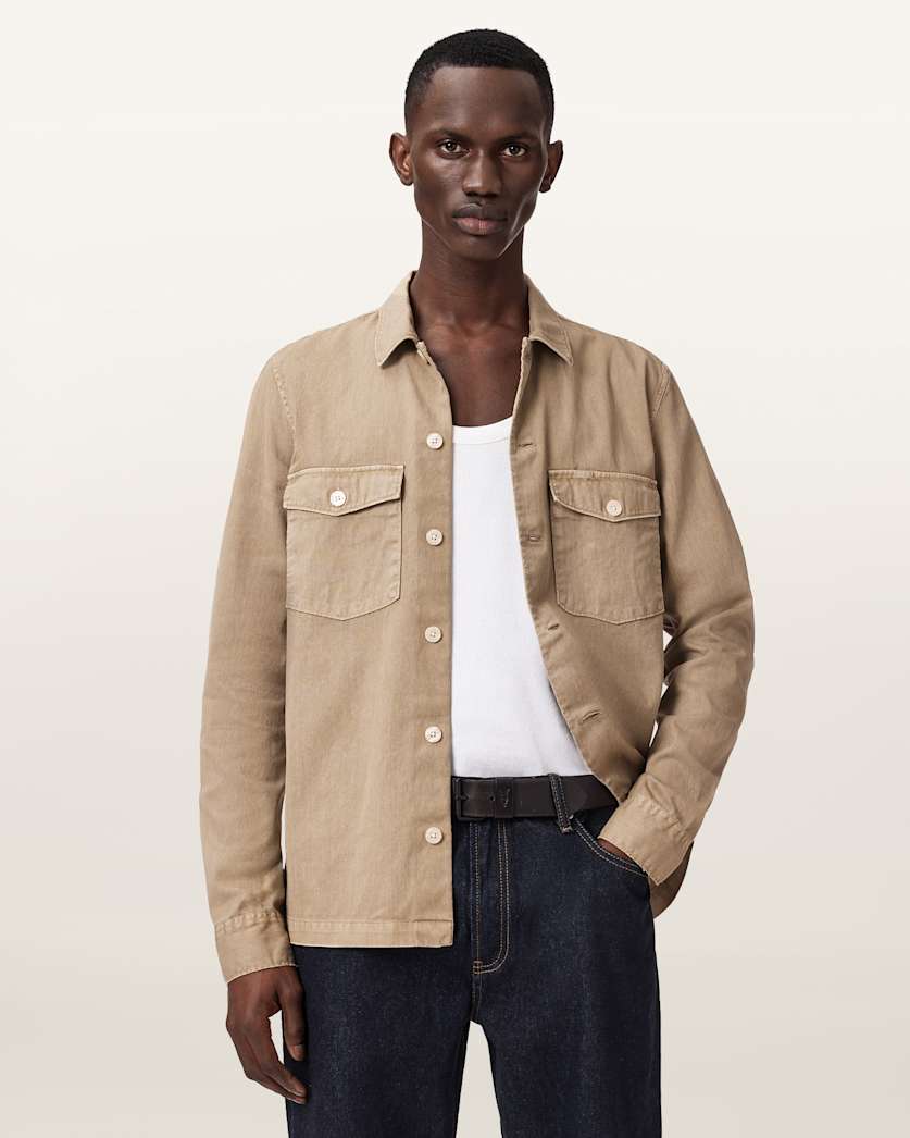 AllSaints Spotter Slim Fit Overshirt Parma Blue