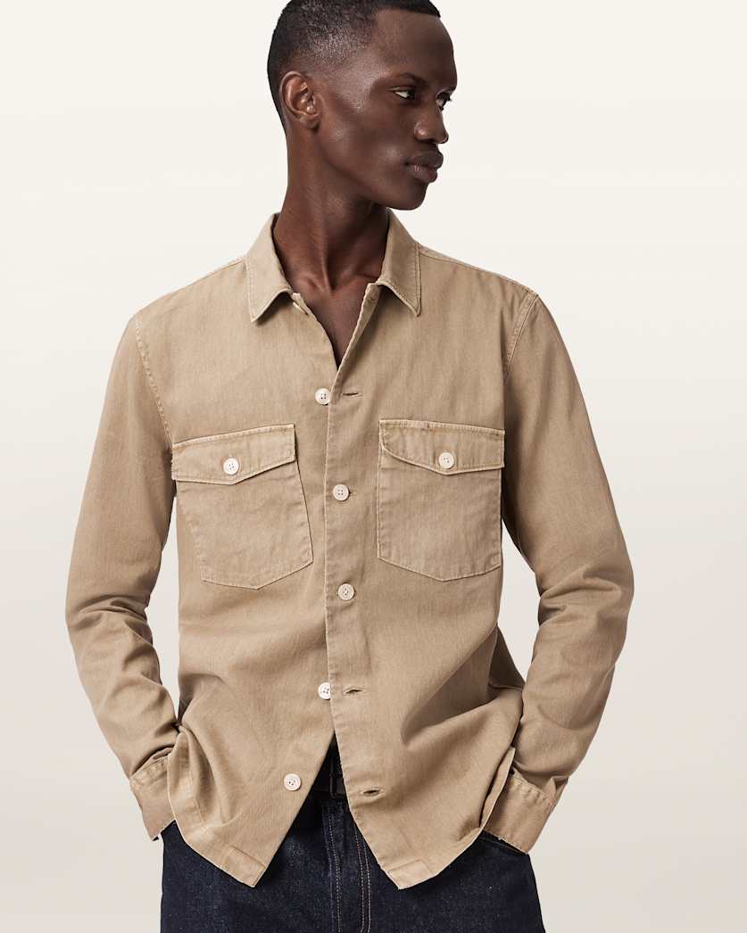 AllSaints Spotter Slim Fit Overshirt Parma Blue