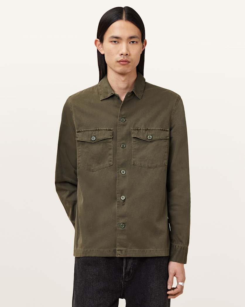 AllSaints Spotter Slim Fit Overshirt Parma Blue