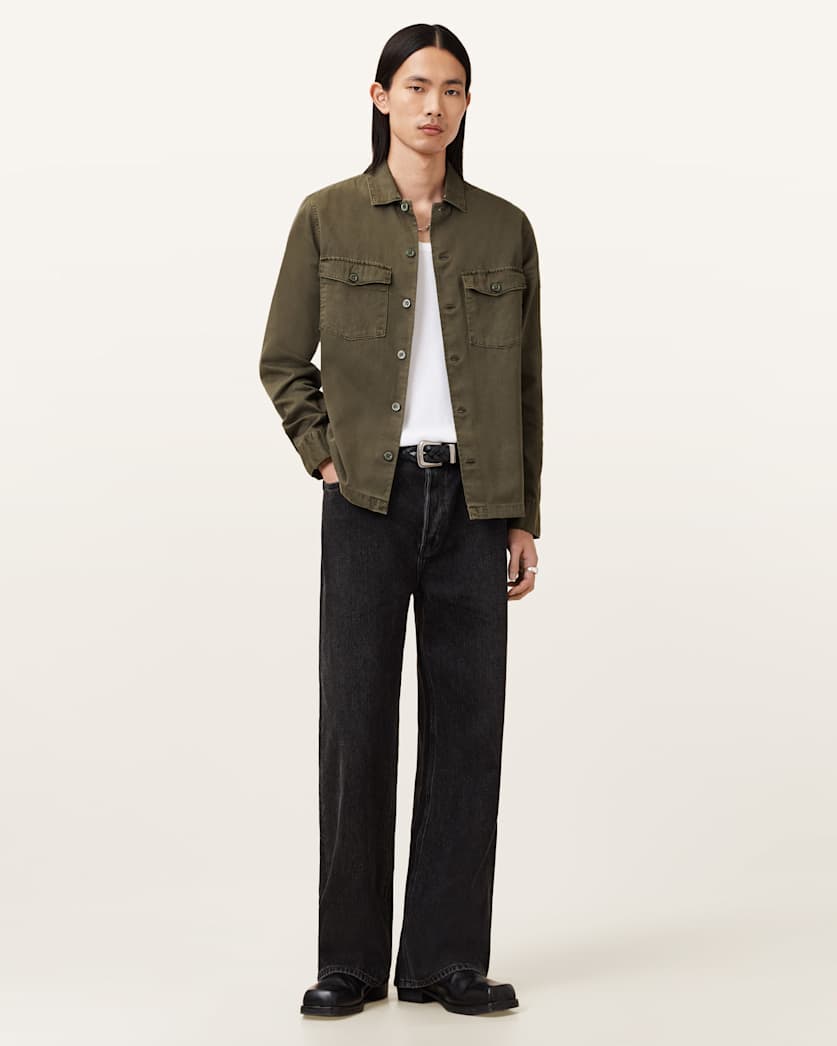 AllSaints Spotter Slim Fit Overshirt Parma Blue