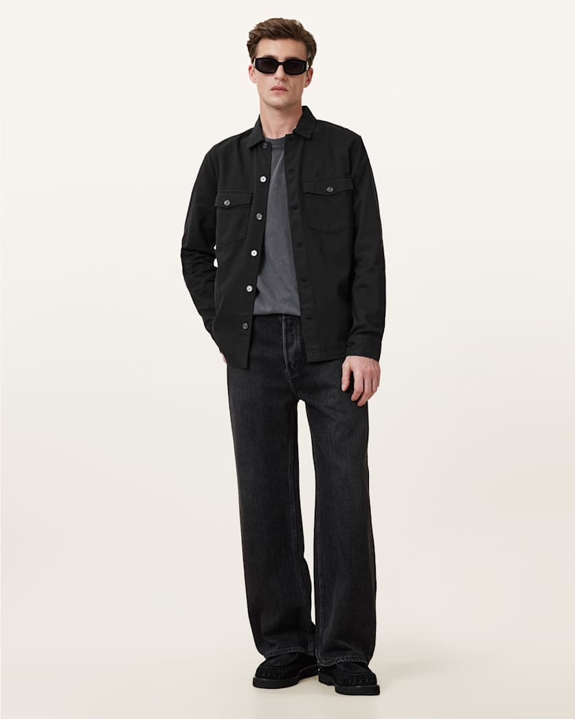 AllSaints Spotter Slim Fit Overshirt Parma Blue
