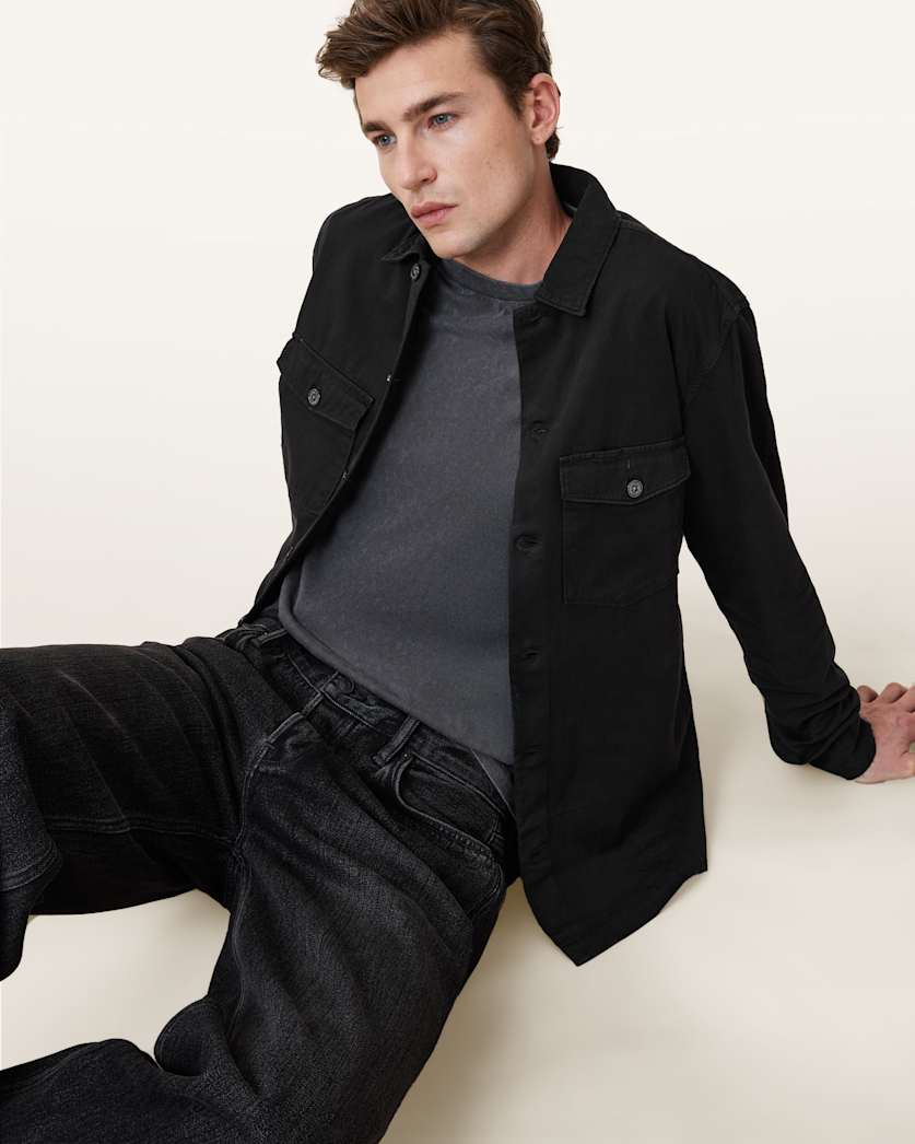 AllSaints Spotter Slim Fit Overshirt Parma Blue