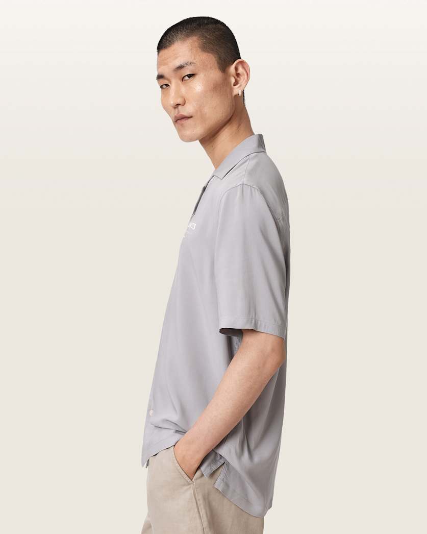 AllSaints Underground Relaxed Fit Logo Shirt Clouded Grey