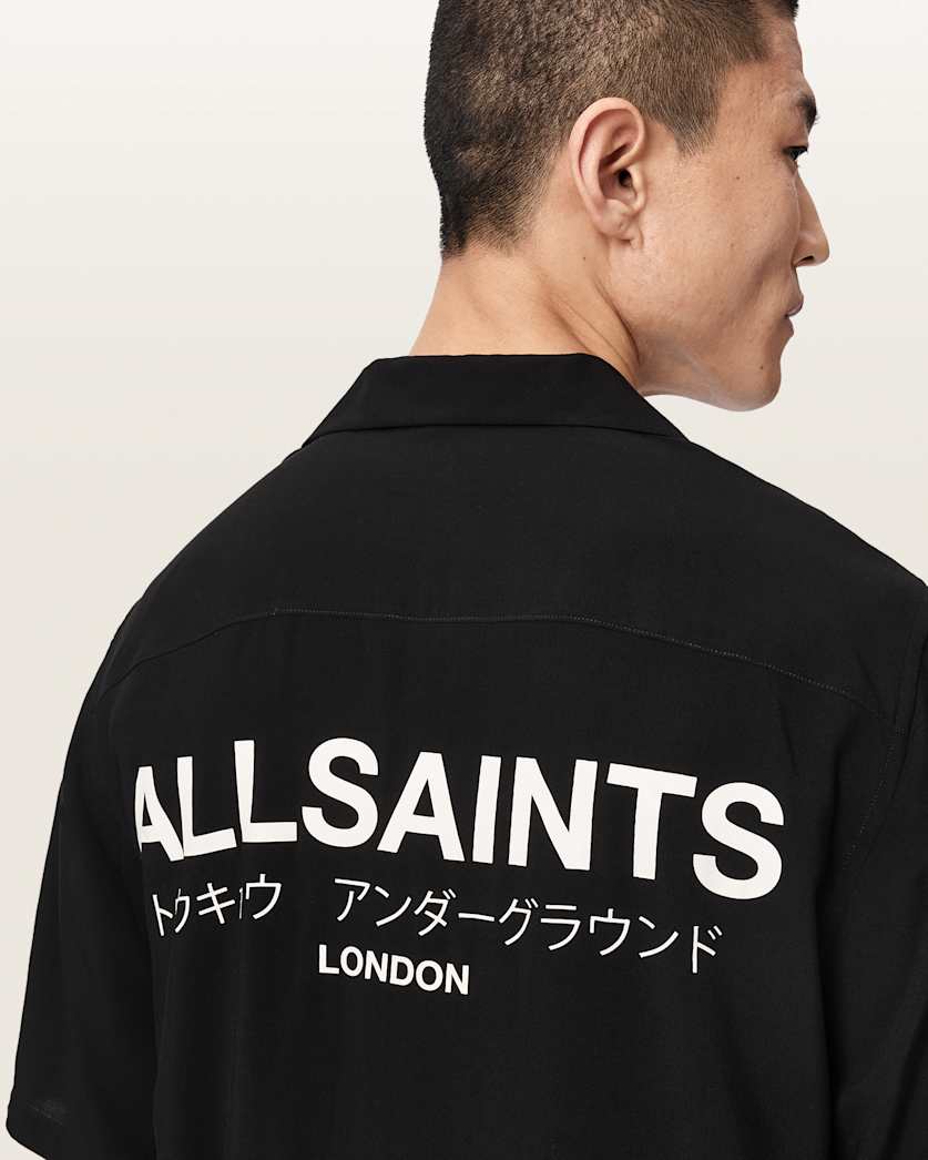AllSaints Underground Relaxed Fit Logo Shirt Clouded Grey