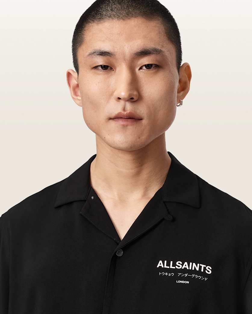 AllSaints Underground Relaxed Fit Logo Shirt Clouded Grey