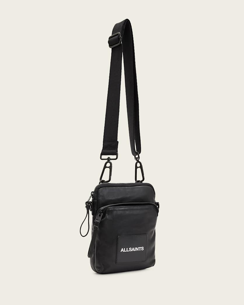 AllSaints Falcon Leather Pouch Bag Black