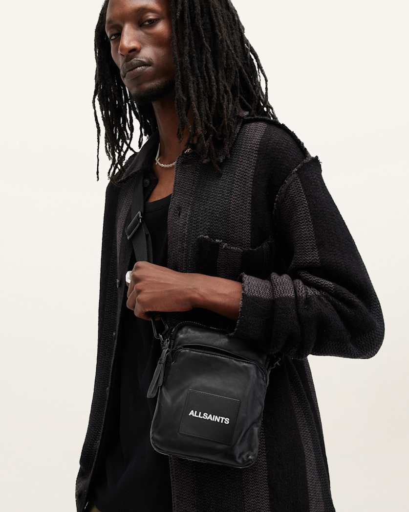 AllSaints Falcon Leather Pouch Bag Black