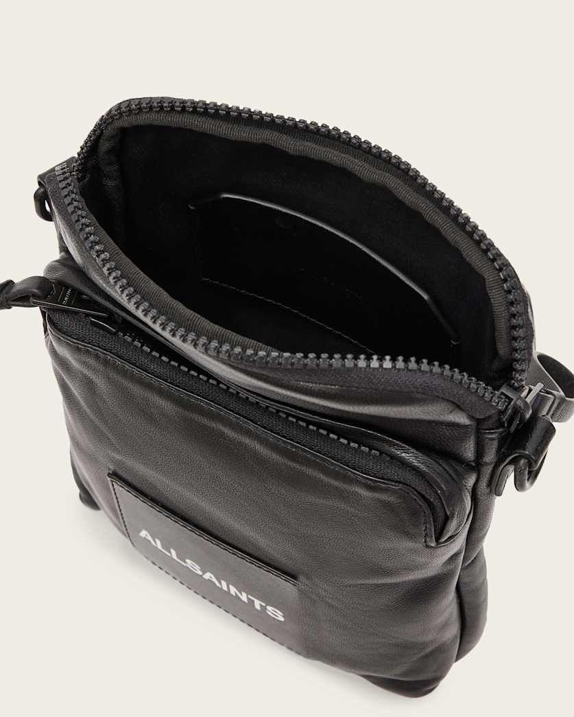 AllSaints Falcon Leather Pouch Bag Black