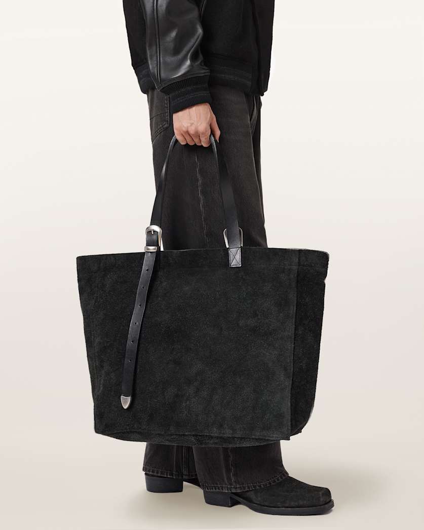 AllSaints Haven Suede Tote Bag Black