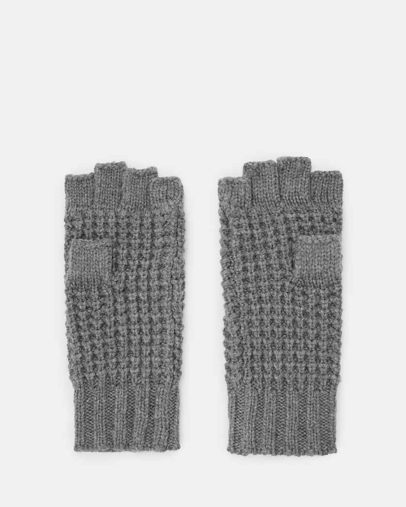 AllSaints Nevada Fingerless Wool Blend Gloves Grey Marl