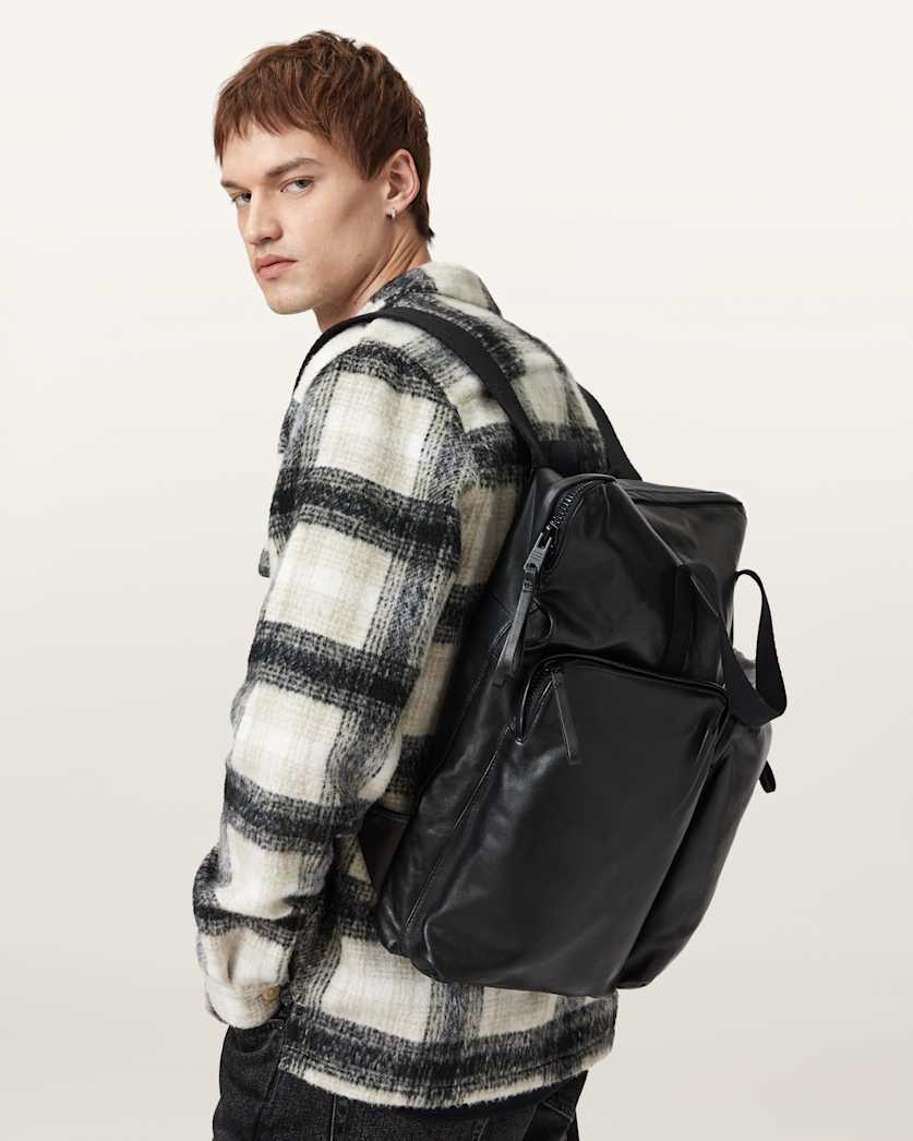 AllSaints Haven Force Leather Backpack Black