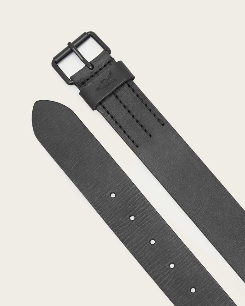 AllSaints Dunston Leather Embossed Belt Black
