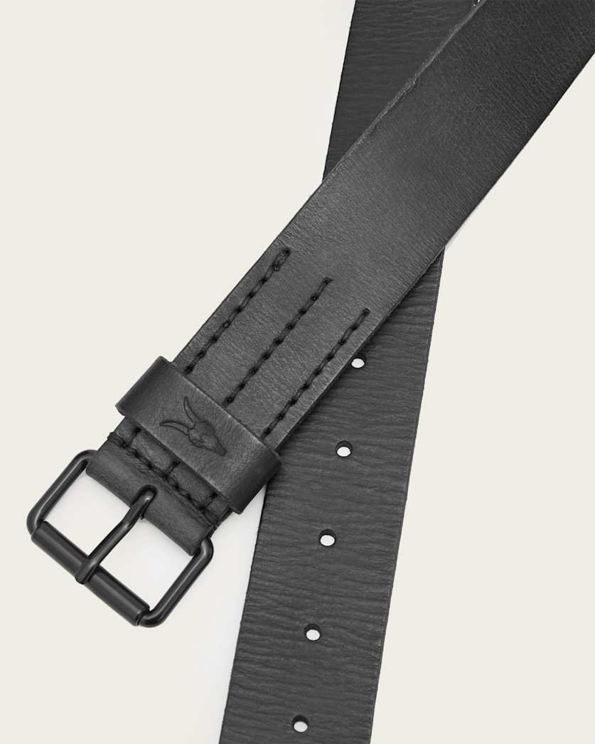 AllSaints Dunston Leather Embossed Belt Black