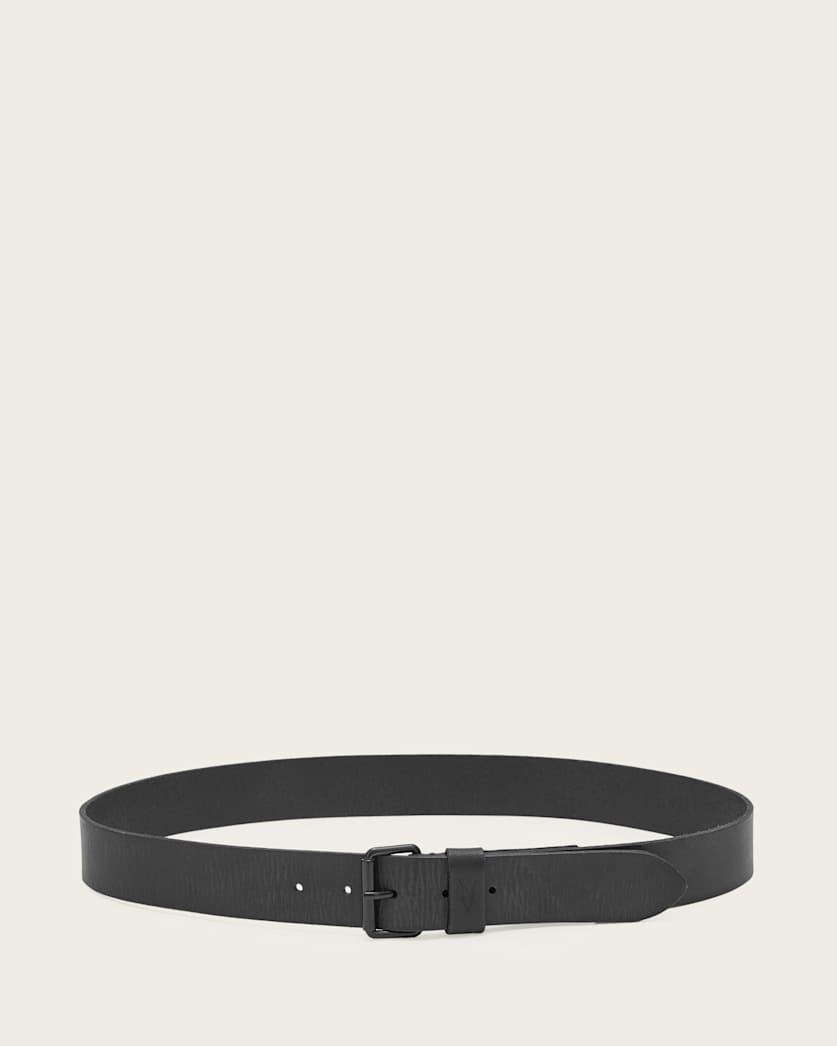 AllSaints Dunston Leather Embossed Belt Black