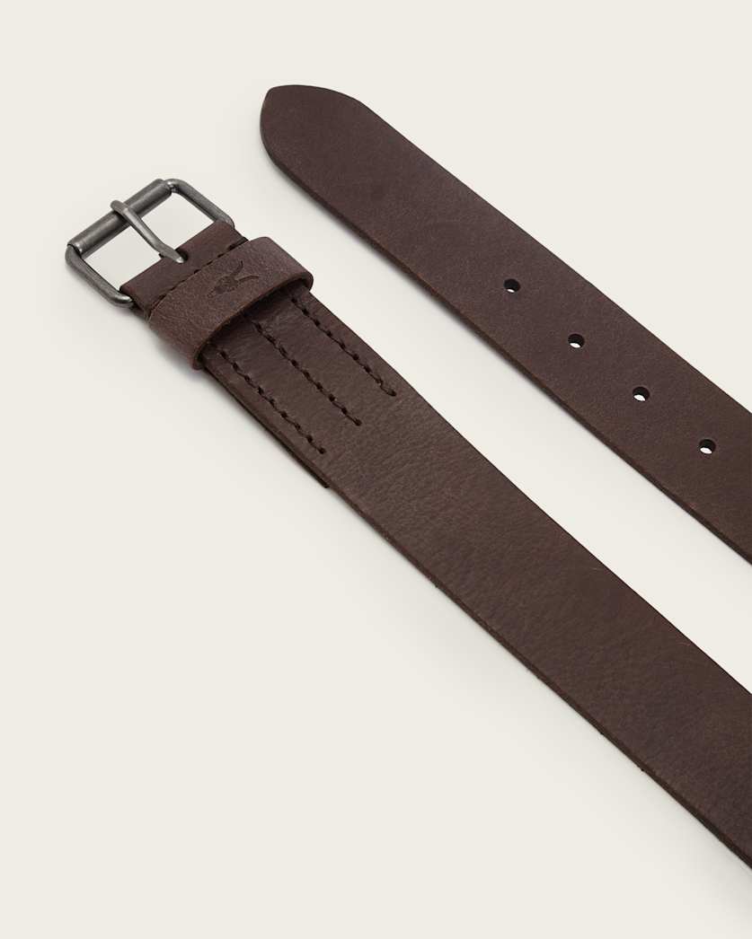 AllSaints Dunston Leather Embossed Belt Black