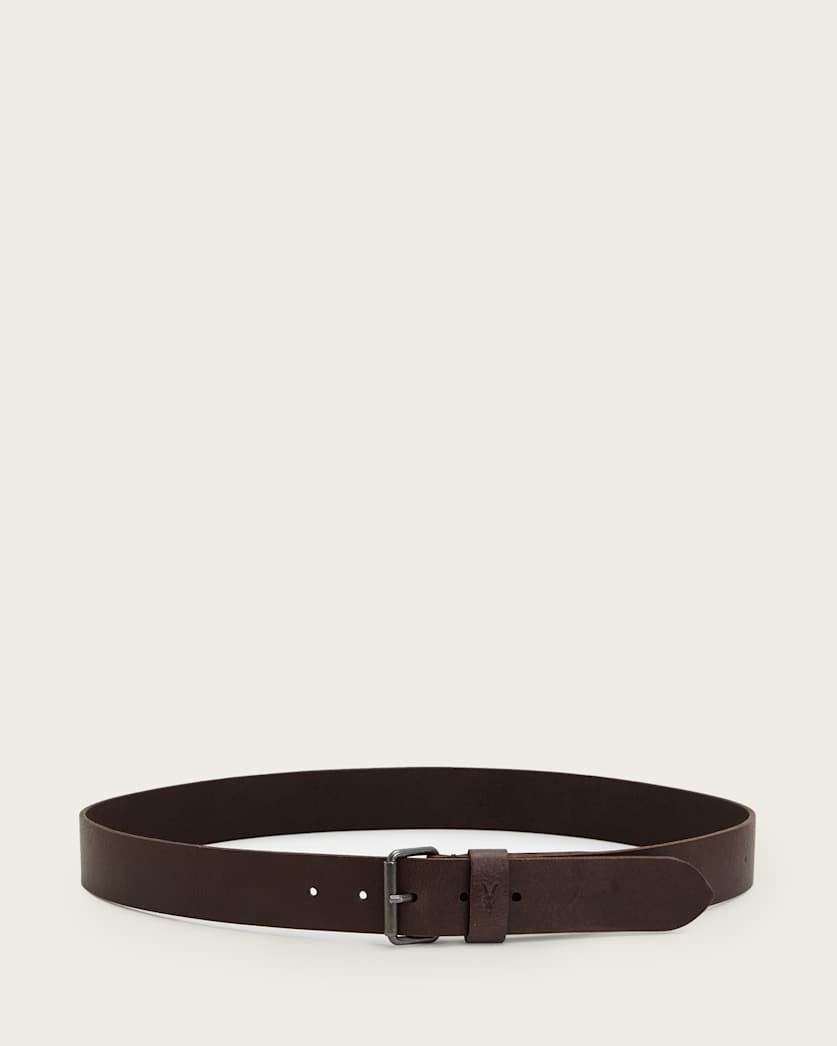 AllSaints Dunston Leather Embossed Belt Black