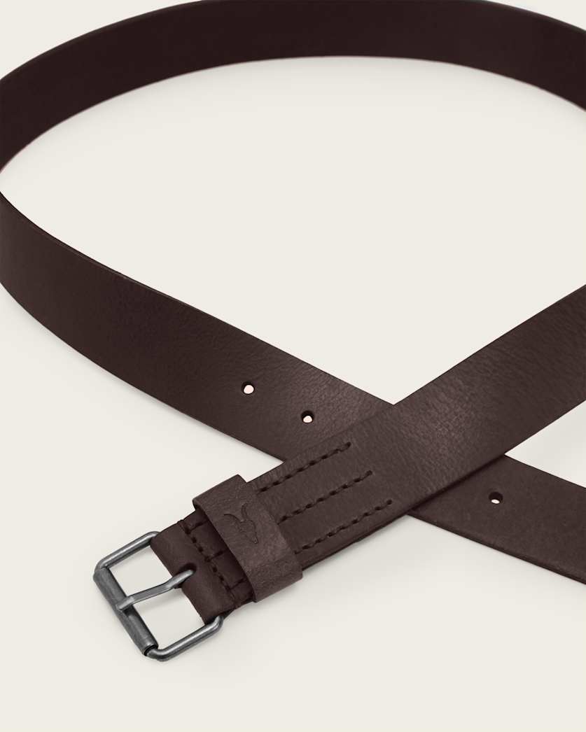AllSaints Dunston Leather Embossed Belt Black