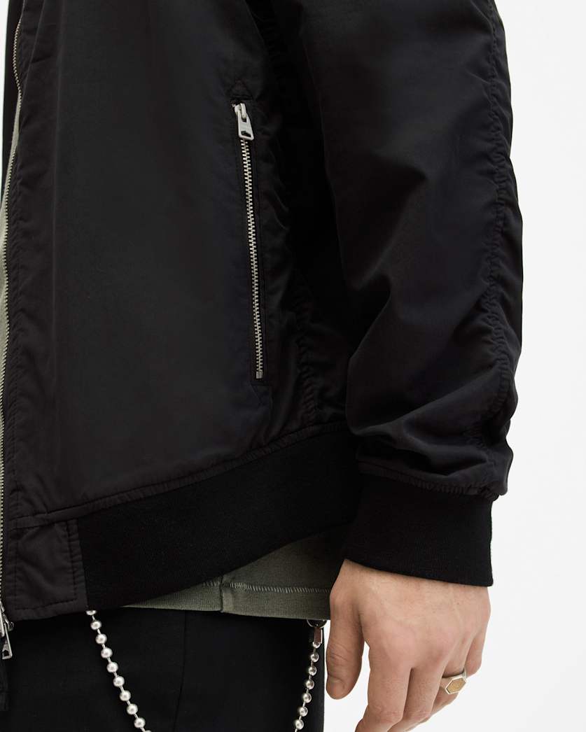 AllSaints Bassett Ramskull Bomber Jacket Black