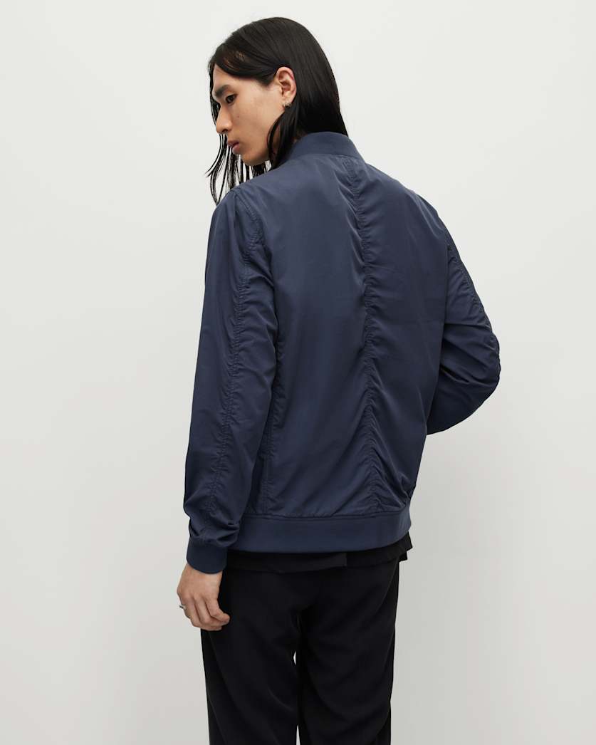 AllSaints Bassett Ramskull Bomber Jacket Command Blue