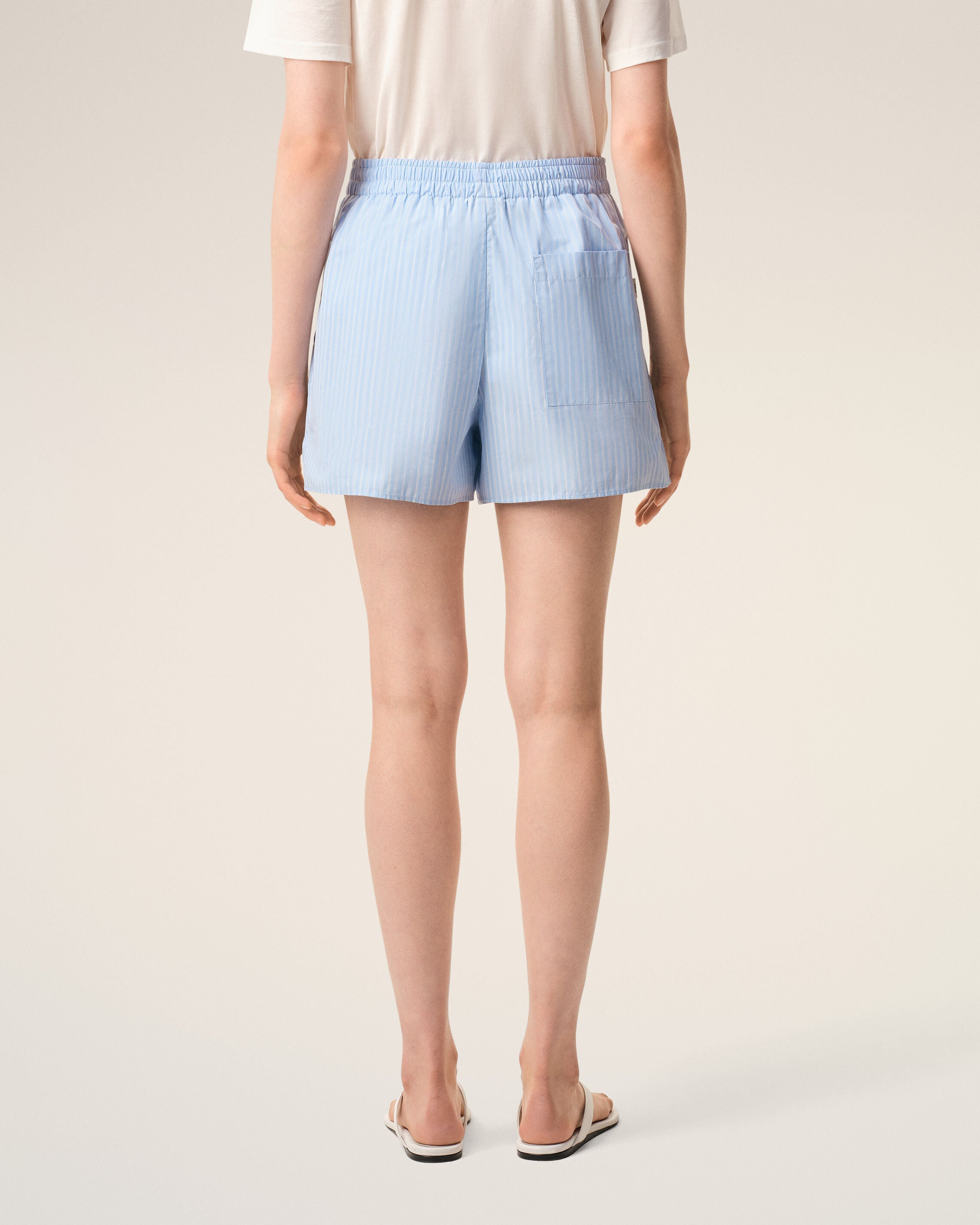 AmiParis Blue Cotton Elasticated Shorts