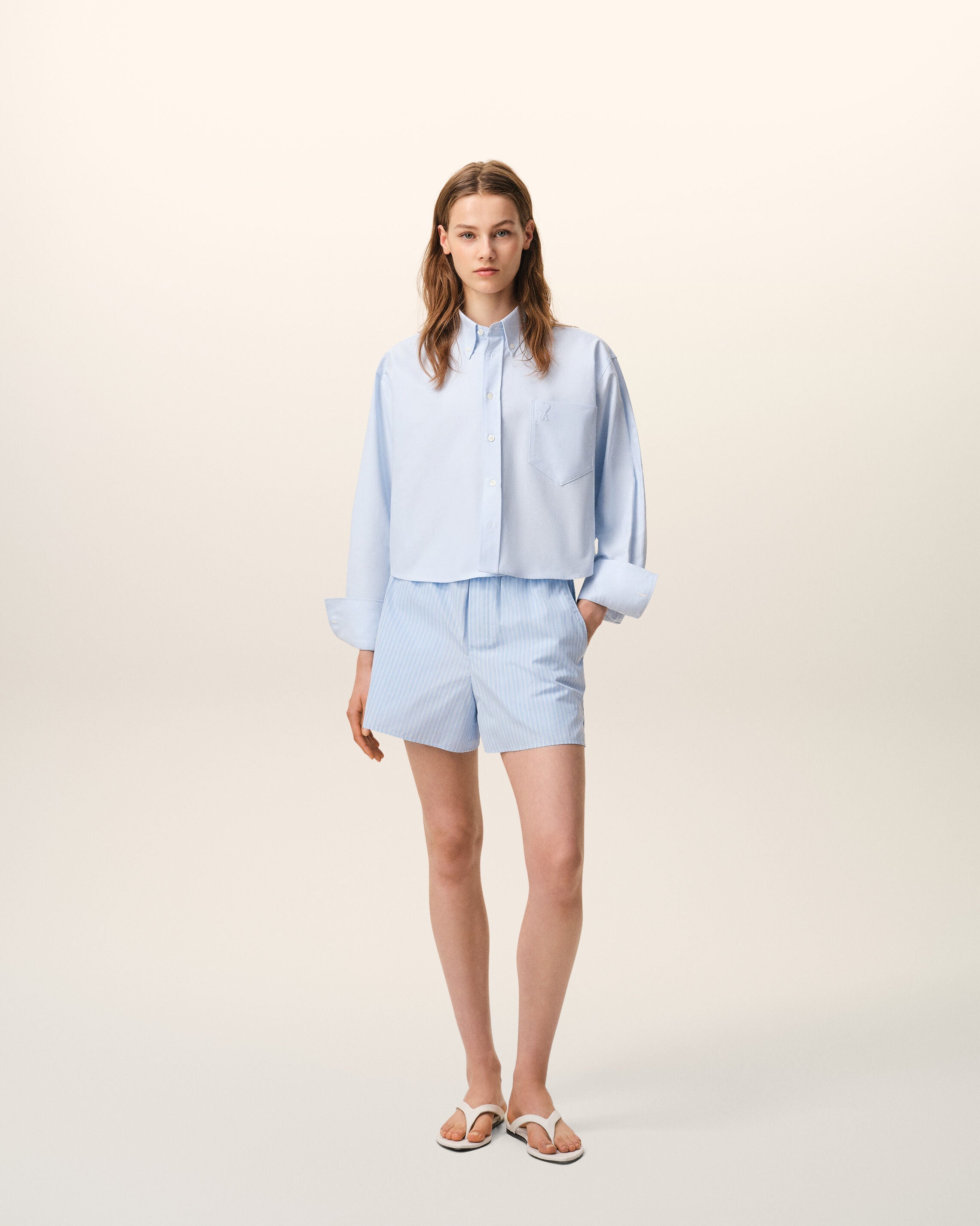 AmiParis Blue Cotton Elasticated Shorts