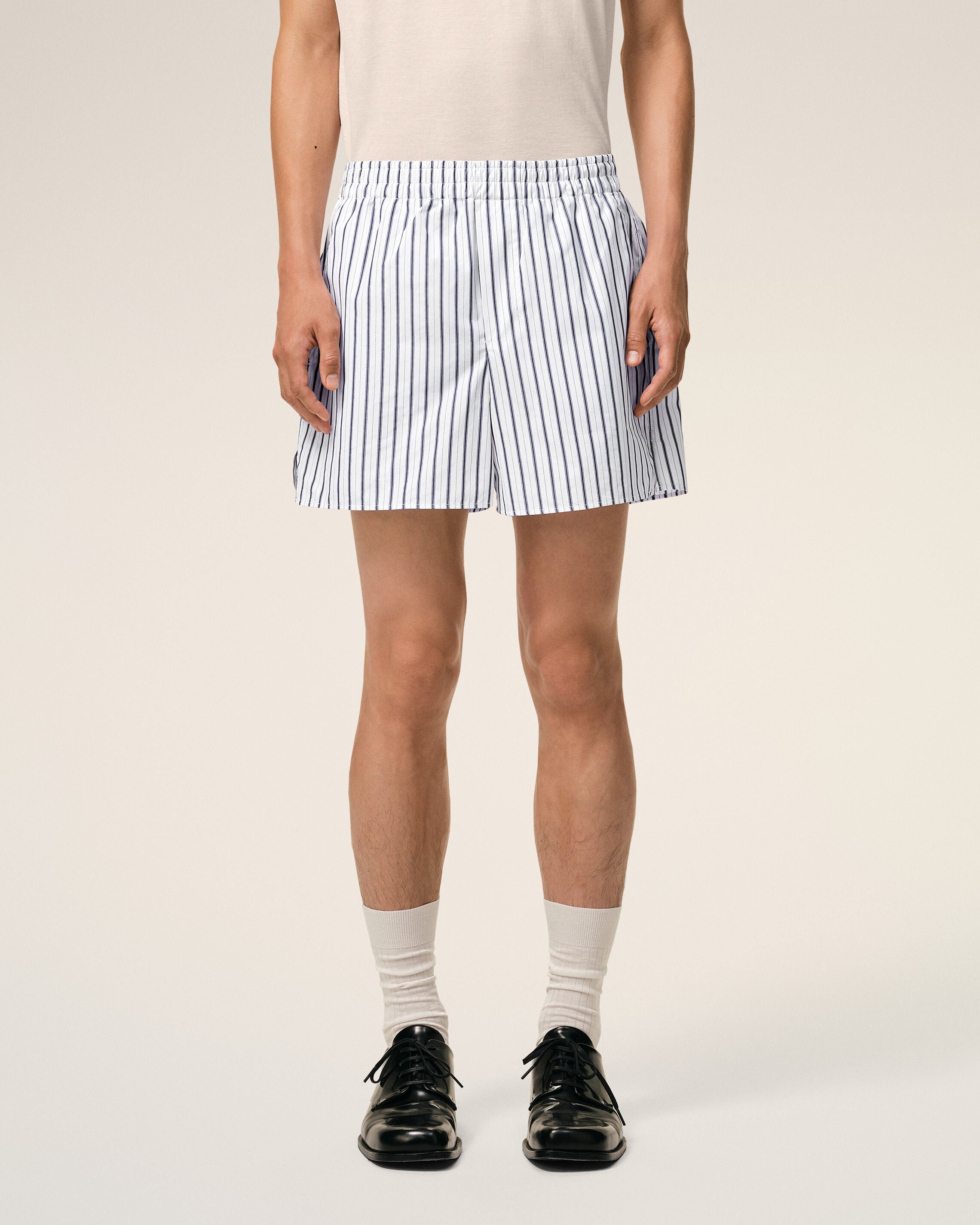 AmiParis White Cotton Elasticated Shorts