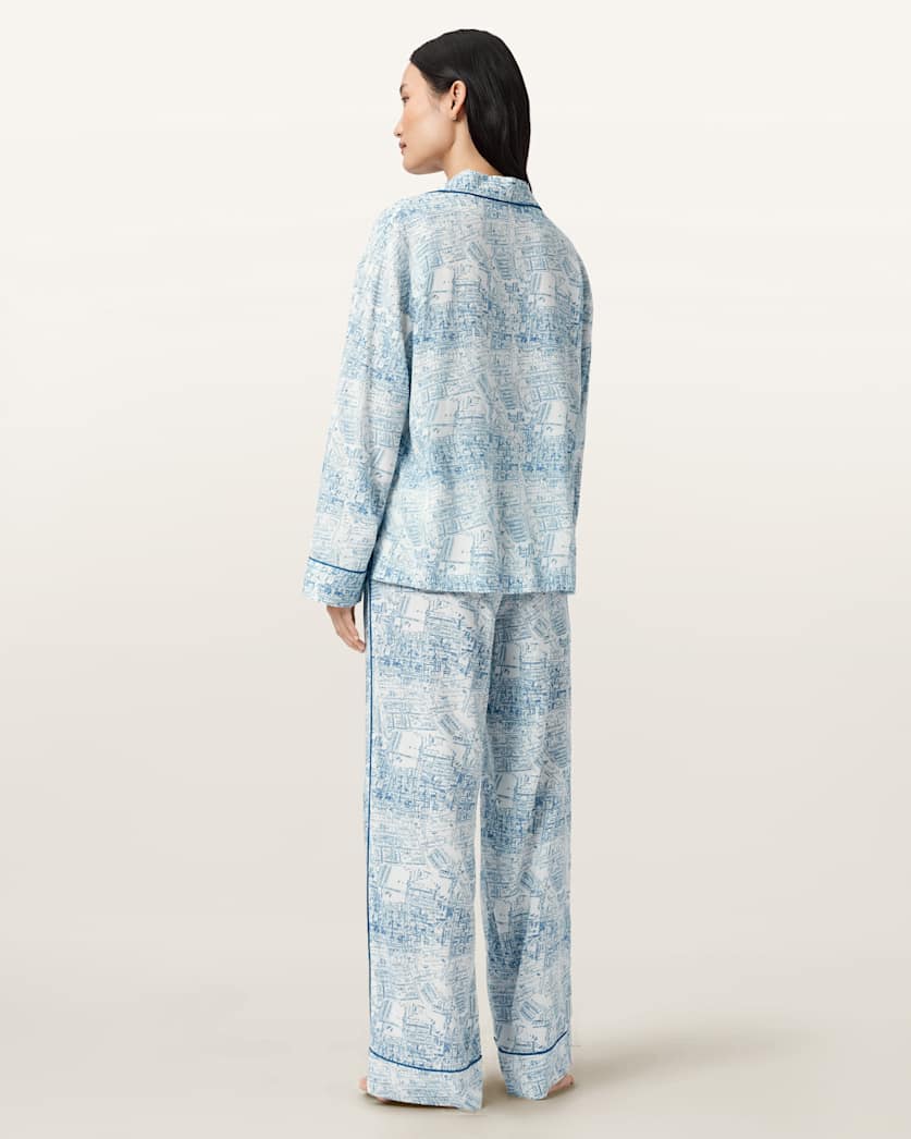 AllSaints Maude Pyjama Set Women's Map Blue Women's