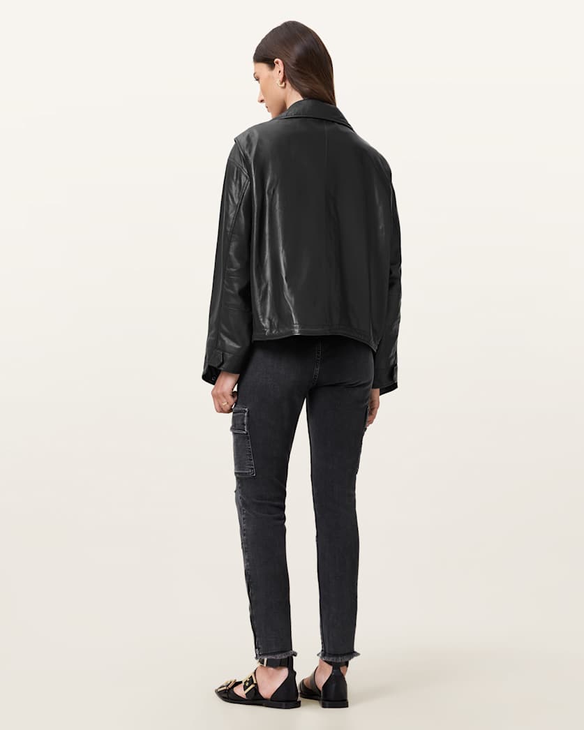 AllSaints Duran Skinny Denim Cargo Jeans Women's Washed Black Women's