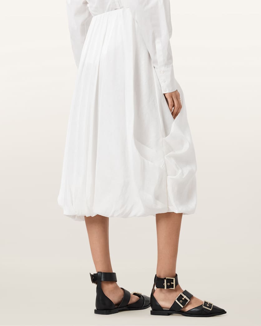 AllSaints Nia Draped Midi Skirt Women's Antique White Women's