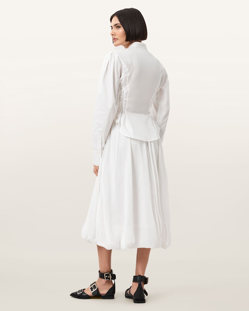 AllSaints Nia Draped Midi Skirt Women's Antique White Women's
