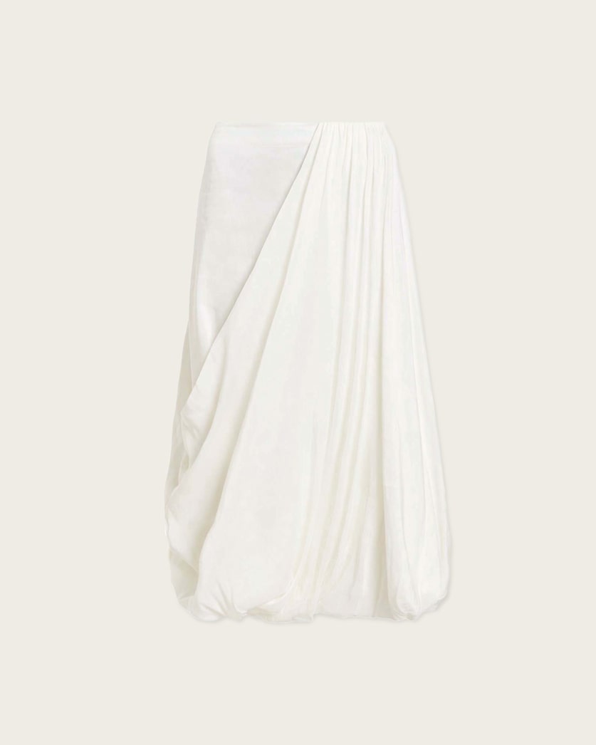 AllSaints Nia Draped Midi Skirt Women's Antique White Women's