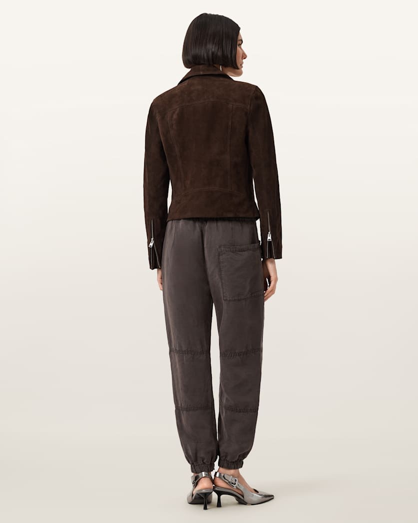 AllSaints Val Linen Blend Cargo Pants Women's Dark Brown Women's