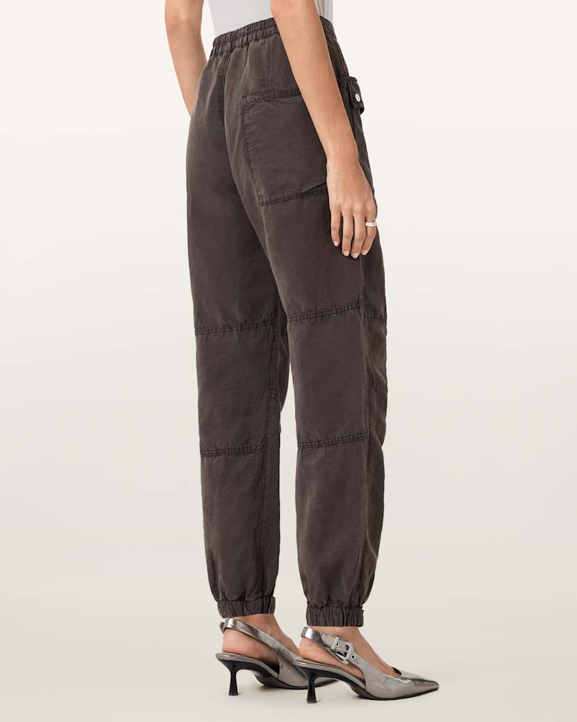 AllSaints Val Linen Blend Cargo Pants Women's Dark Brown Women's